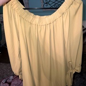 Light Yellow Off the Shoulder Dressy Top